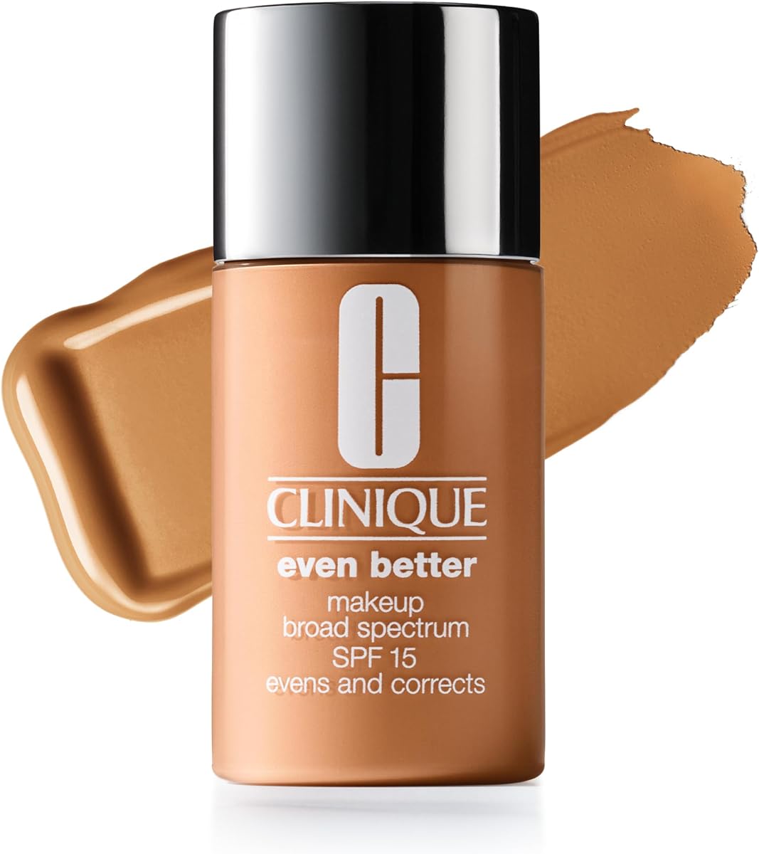 Mejor base líquida de maquillaje SPF 15 con vitamina C para pieles secas + grasas | Cobertura media + acabado natural | Tono de piel uniforme + reduce las manchas oscuras, crema de caramelo