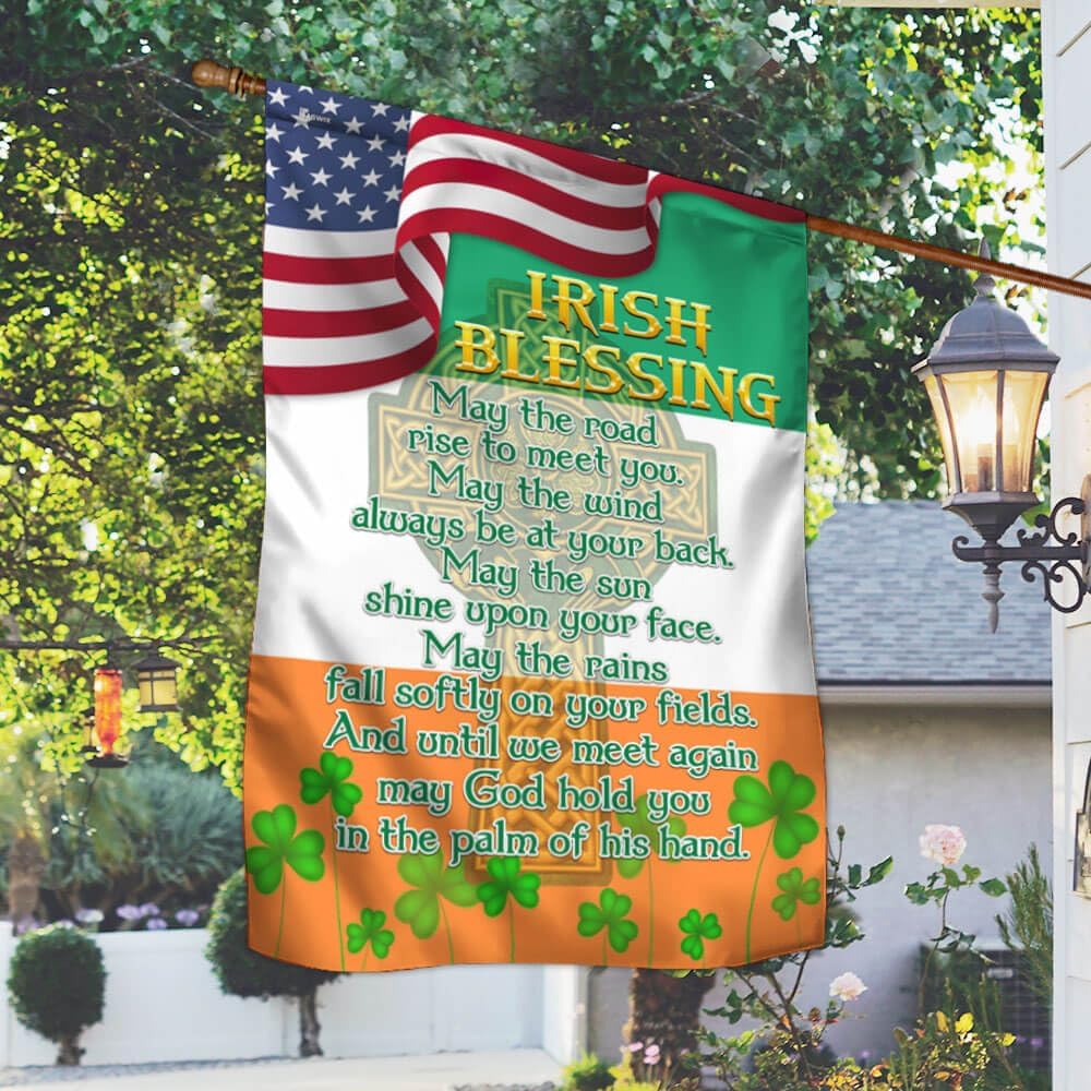 American Flag-Irish Blessing Celtic Cross St. Patrick's Day Flag MLN2564F, Garden Flag (11.5" x 17.5")-USA Flags Premium Polyester-Decorative Indoor Outdoor Flag