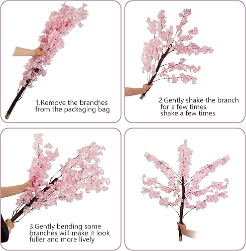 Miniatura 4 de Cerezos artificiales para decoración de interiores árbol rosa de cerezo artificial natural hecho a mano para fiestas, bodas, Navidad (4 pies)