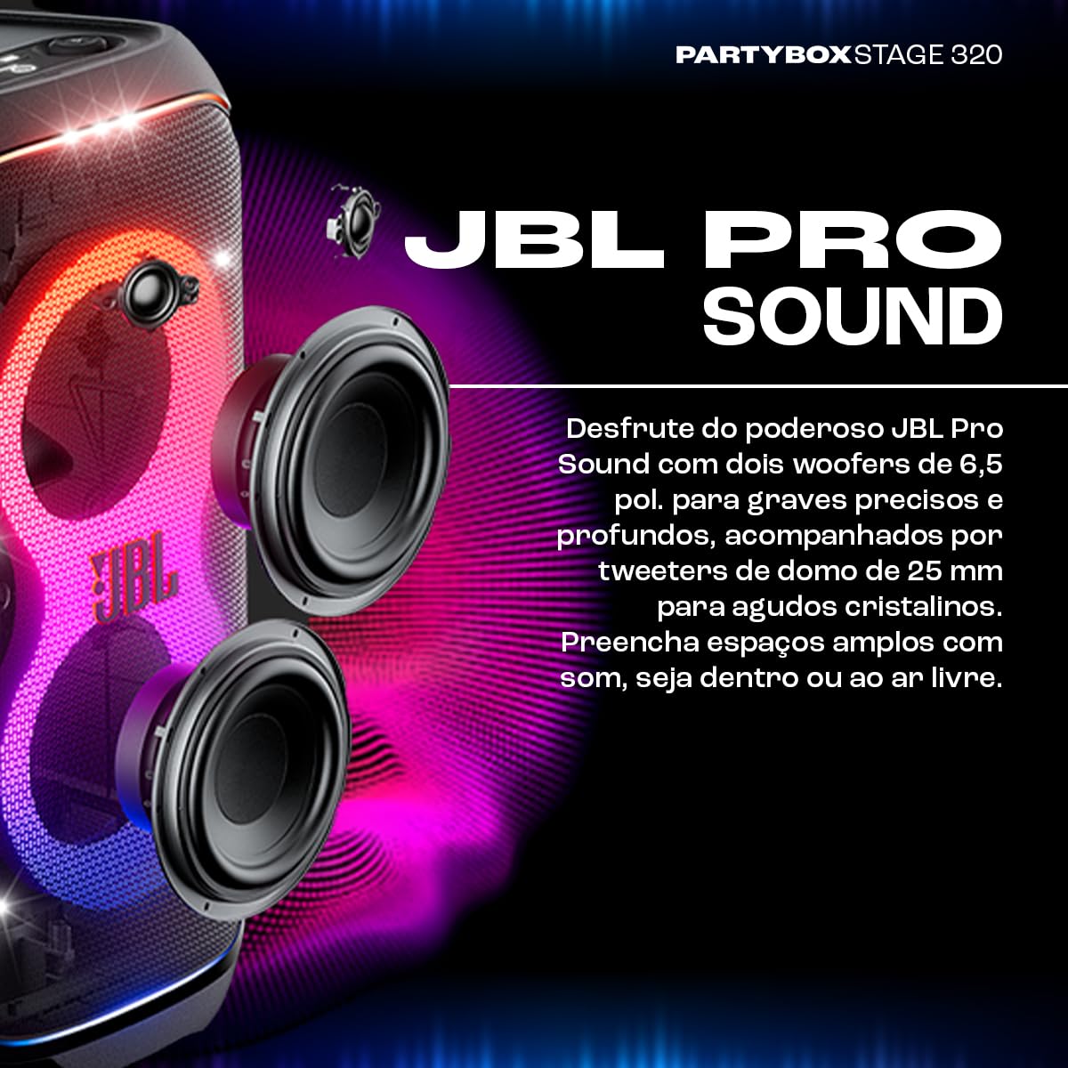 JBL, Caixa de Som, PartyBox Stage 320, Bluetooth, Portátil, Show