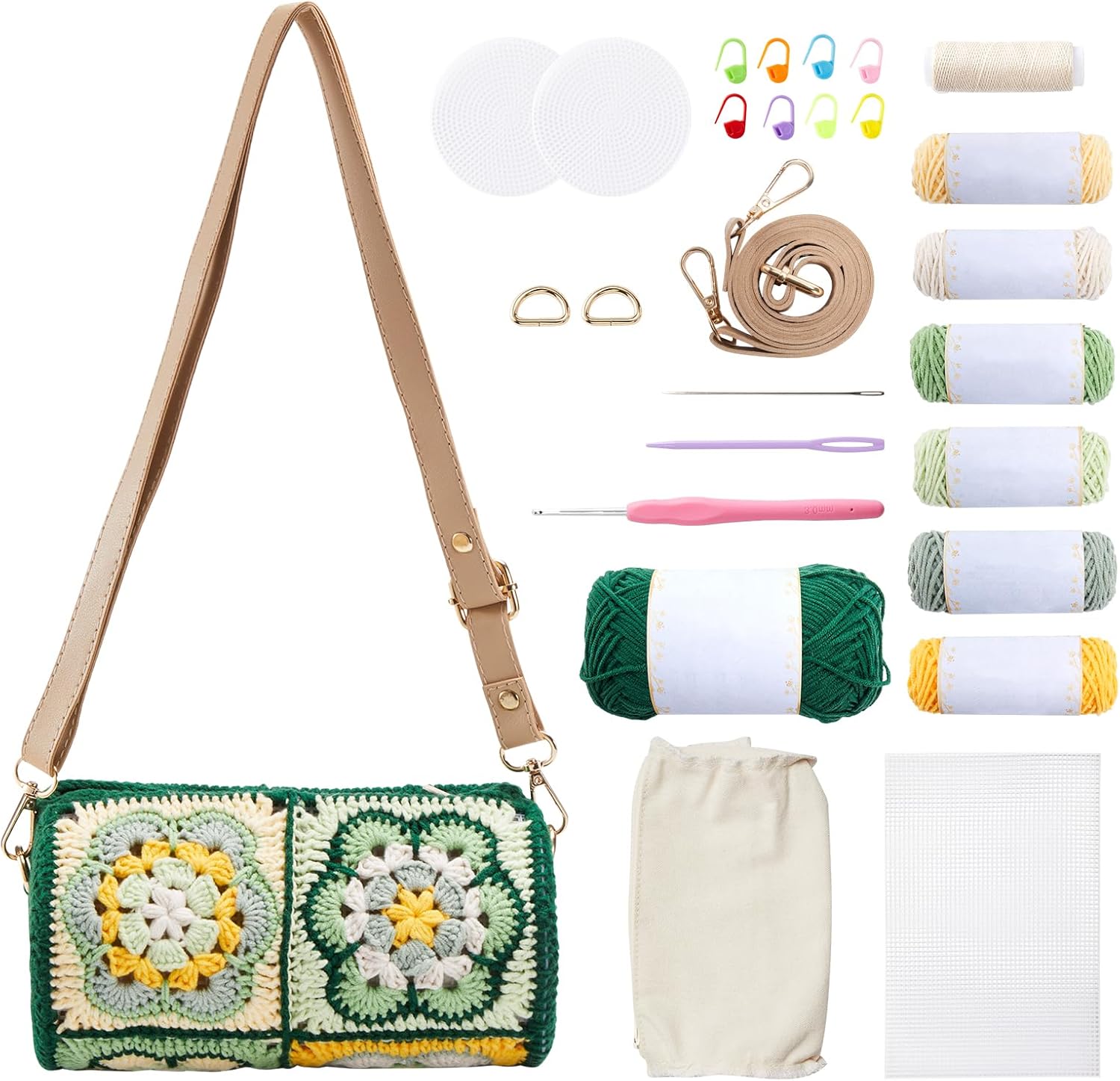 Noocro Crochet Kit for Cylindrical Bucket Bag, Purse, Complete DIY Kit with Detailed Instructions, Video Tutorials, for Beginners with Basic Crochet Knowledge or Intermediate and Advanced Crocheters