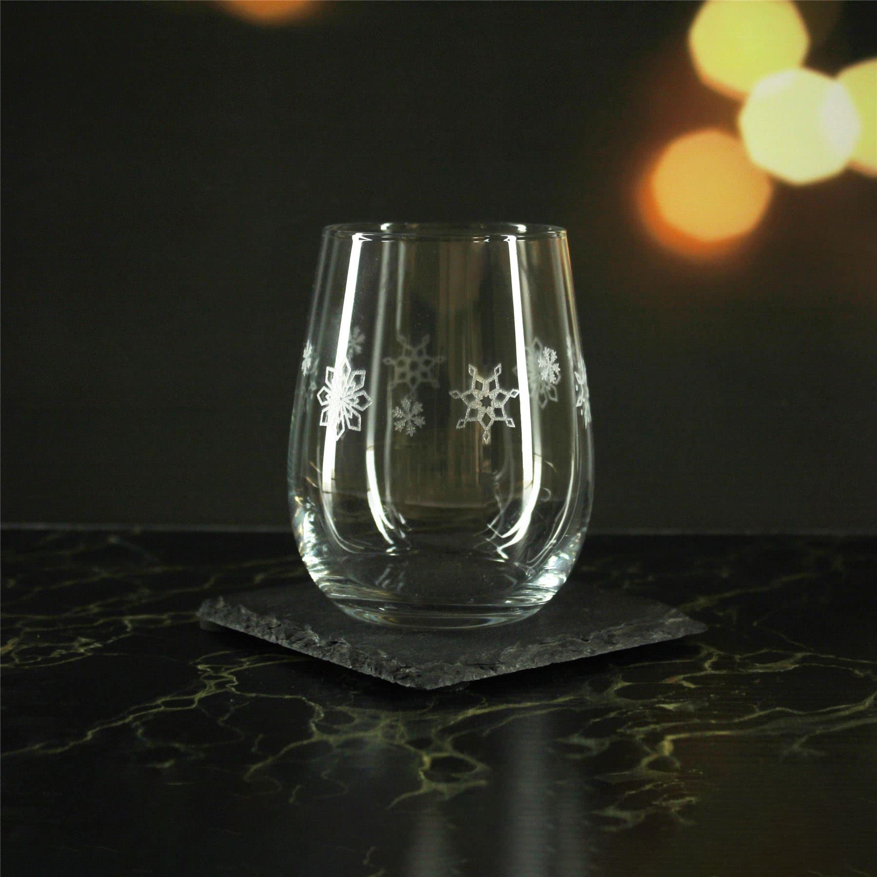 Lot de 6 verres à vin sans pied avec motif flocon de neige gravé, 360 ml, gravés au laser au Royaume-Uni, cadeau de Noël, cadeau pour elle, cadeau pour maman, grand-mère, tante
