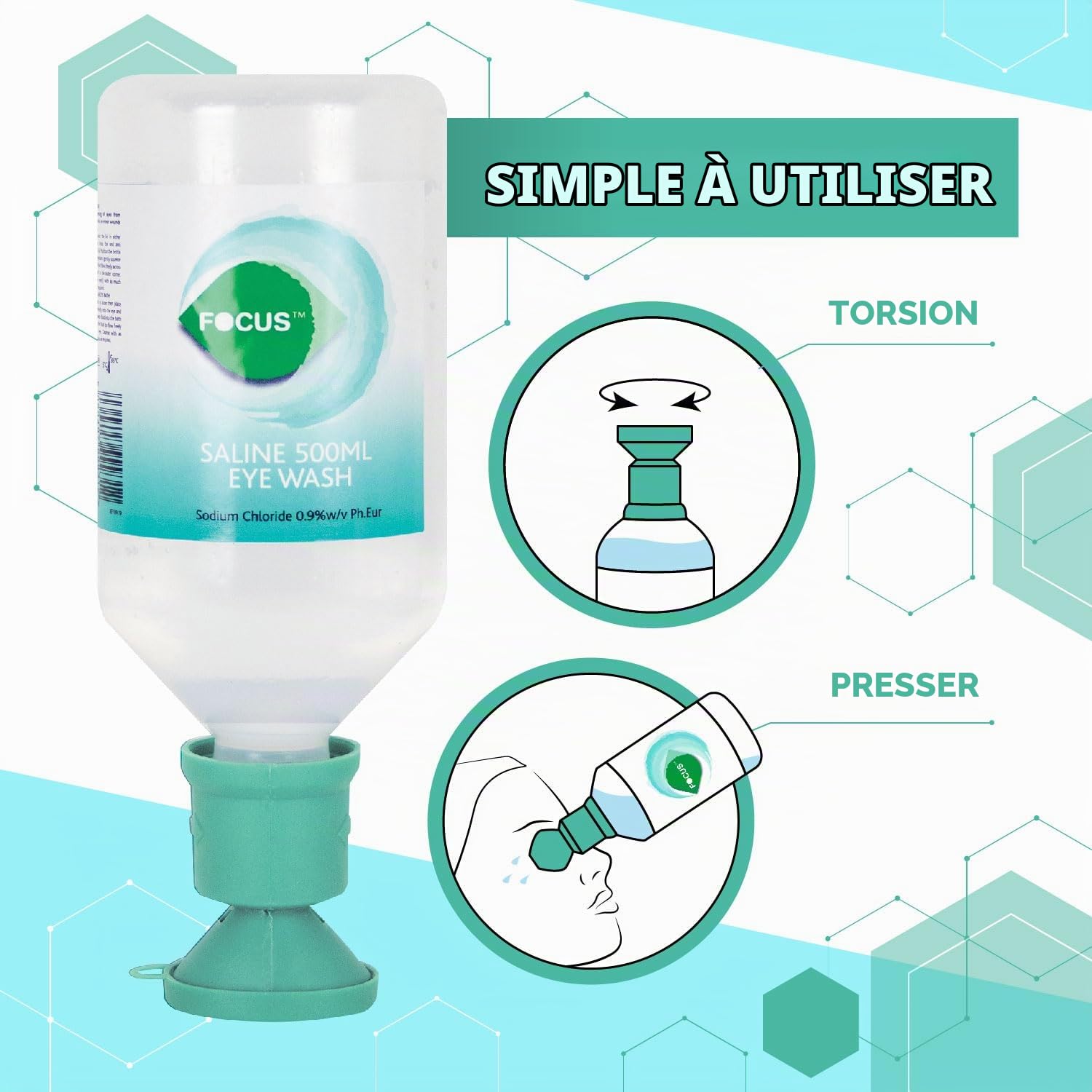 Station Murale De Lavage D'Urgence Focus Avec Support - Traitement Efficace et Stérile pour les Yeux, Facilement fixable au mur, Ideal sur le lieu de travail, dans les écoles