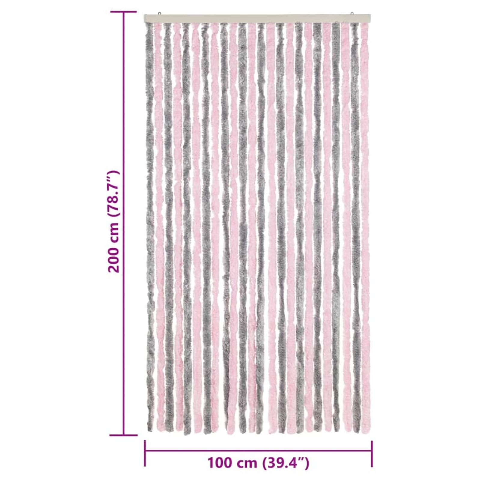 Tenda Antimosche Grigio Argento e Rosa 100x200 cm in Ciniglia,Tenda Antimosche per Finestre e Porte Leggera Resistente all'Acqua Silenziosa Zanzariera Antiisetti-377364