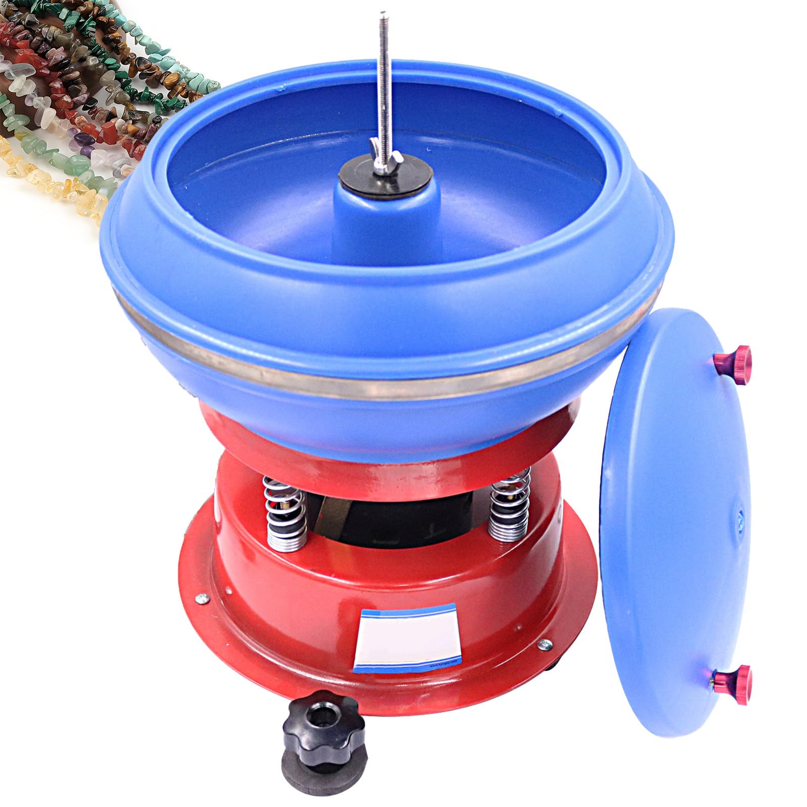 MiyKom Jewelry Vibration Polishing Machine Durable Rubber Sur-face Fade Resis-tant for Metal Jewelry Gems Jade Agate Electric Vibrating Tumbler Electric Rock Tumbler A