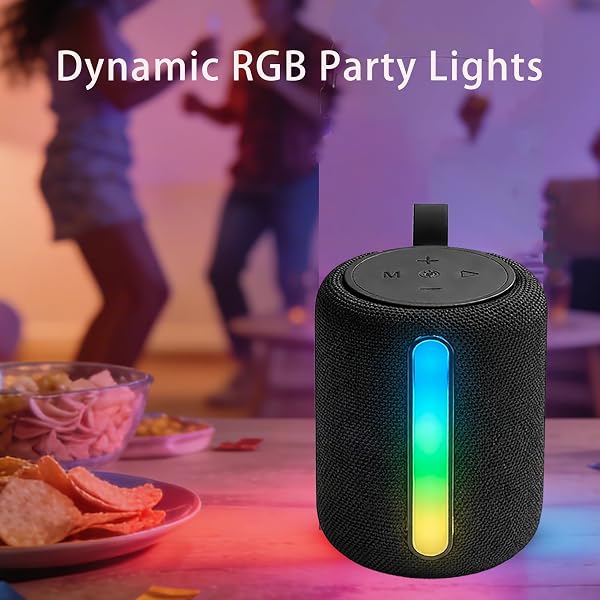 ABEAUROOSE Portable Bluetooth Speaker with RGB LED Light, Deep Bass Sound, Compact Loud Wireless Speaker for Home, Travel, Outdoor & Party (Black) - 5