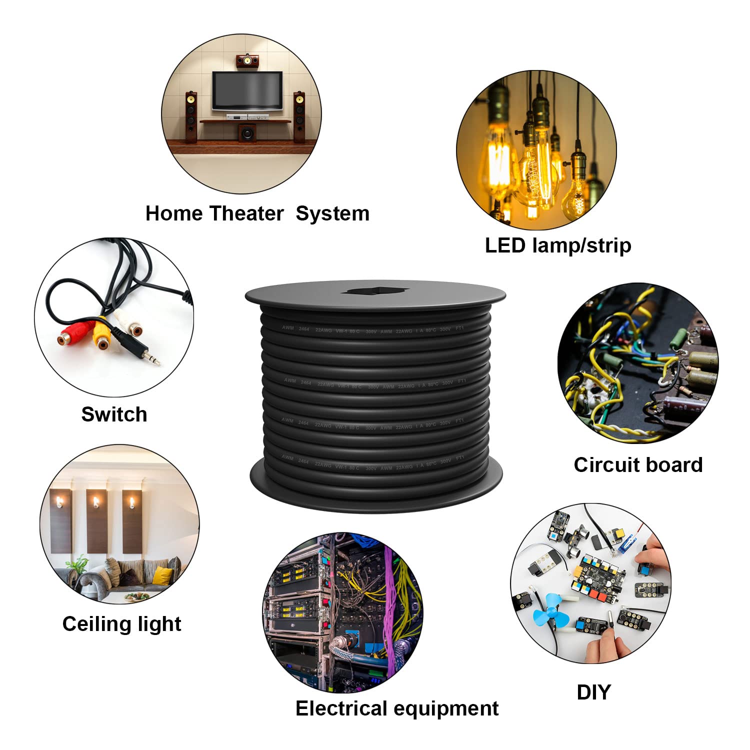 AOTOINK 16 AWG Kupfer-Aluminium-Kabel 15,24m – 2-adrig, Für Lautsprecher, LED-Streifen, Auto, 300V