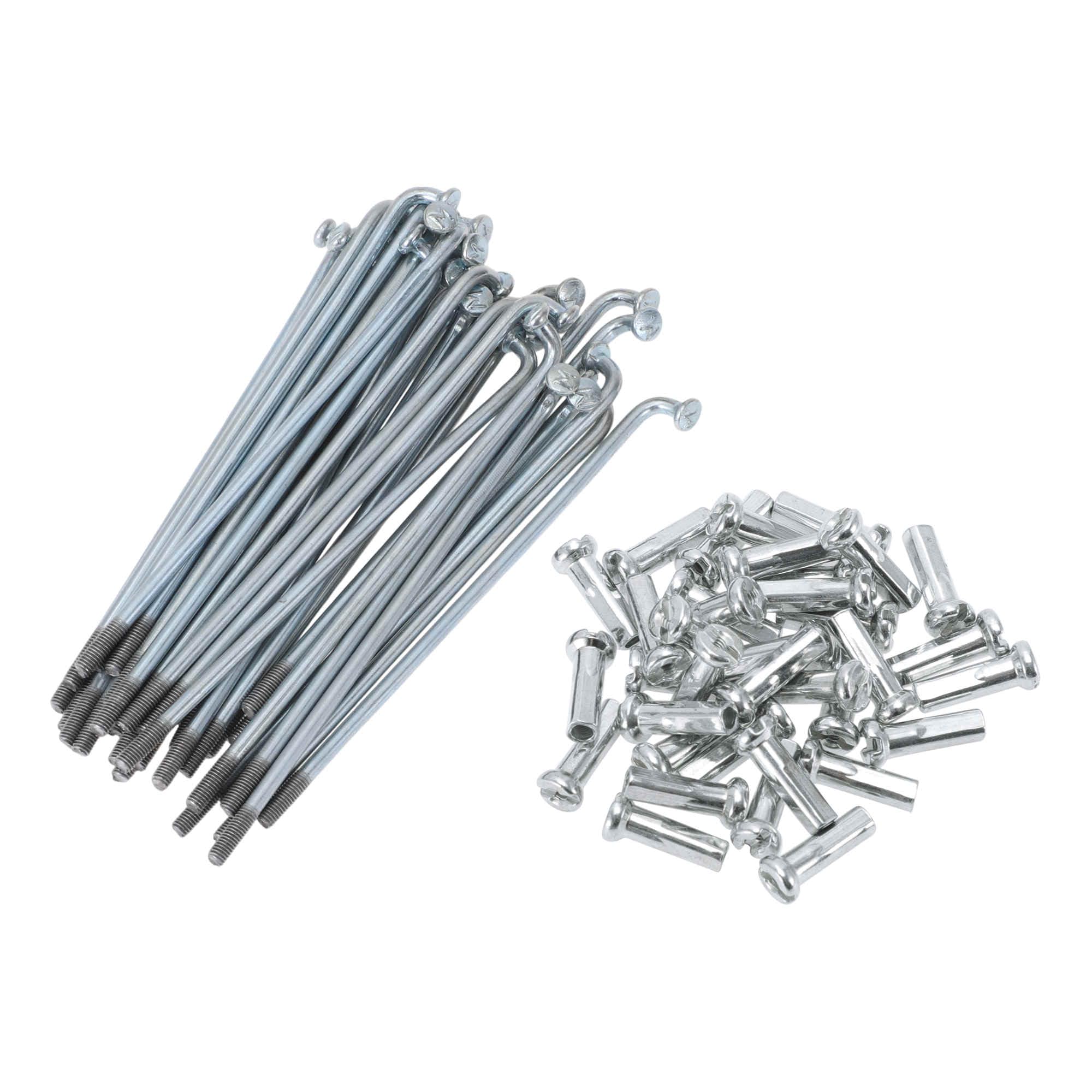 A ABSOPRO 36 Set 12G Bicycle Spokes 82mm Bike Wheel Spokes 45 Steel Galvanized Silver Tone