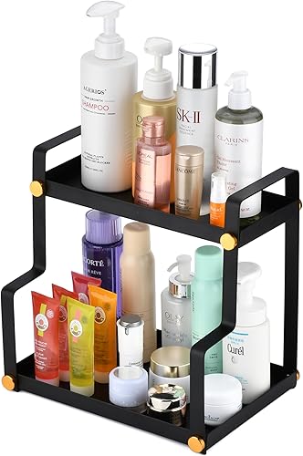Miniatura 9 de FFK Organizador de encimera de 2 niveles, organizador de cosméticos, estante de almacenamiento para gabinete, encimera, despensa, escritorio, ideal