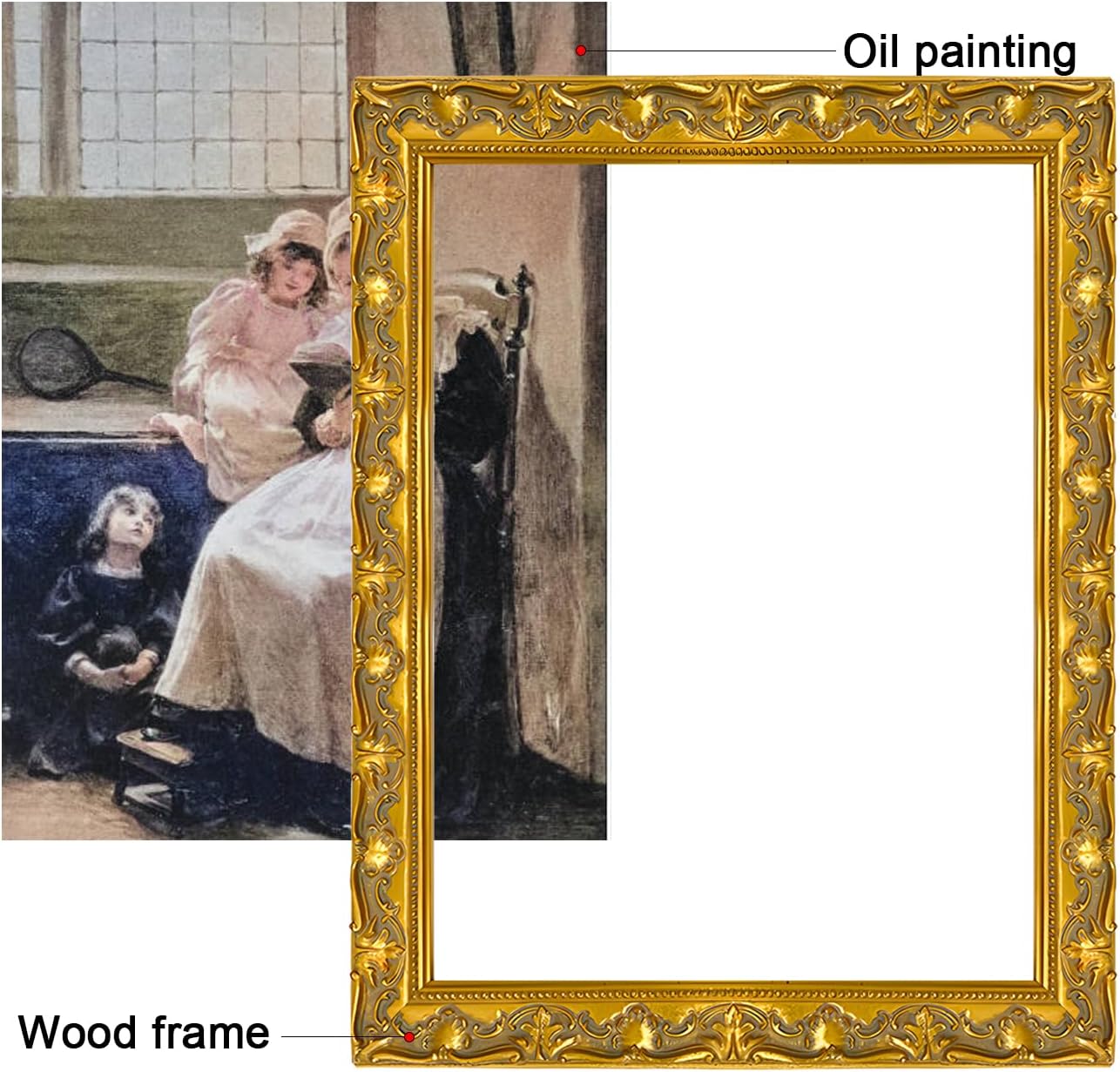 Baroque 16x20 Gold Picture Frame - Antique Carved Painting Frame Handcrafted 3D Botanical Scroll Wall Art for Oil Pintings,Portraits,Vintage Home&Gallery Decor(Only Frame)