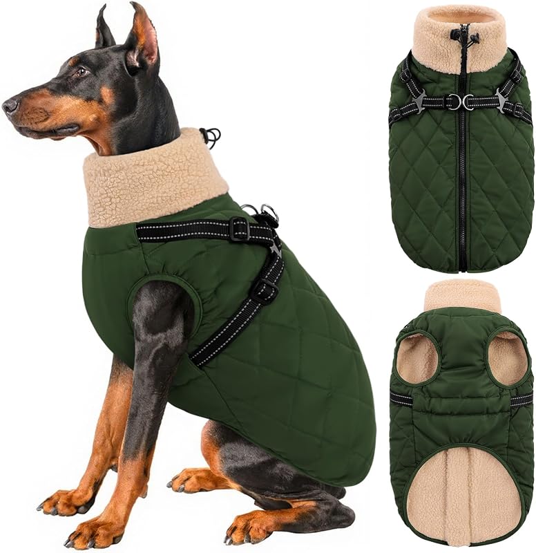 Casaco de Inverno para Cães Queenmore com Peitoral Integrado, Forro de Fleece e Tamanho 2XL