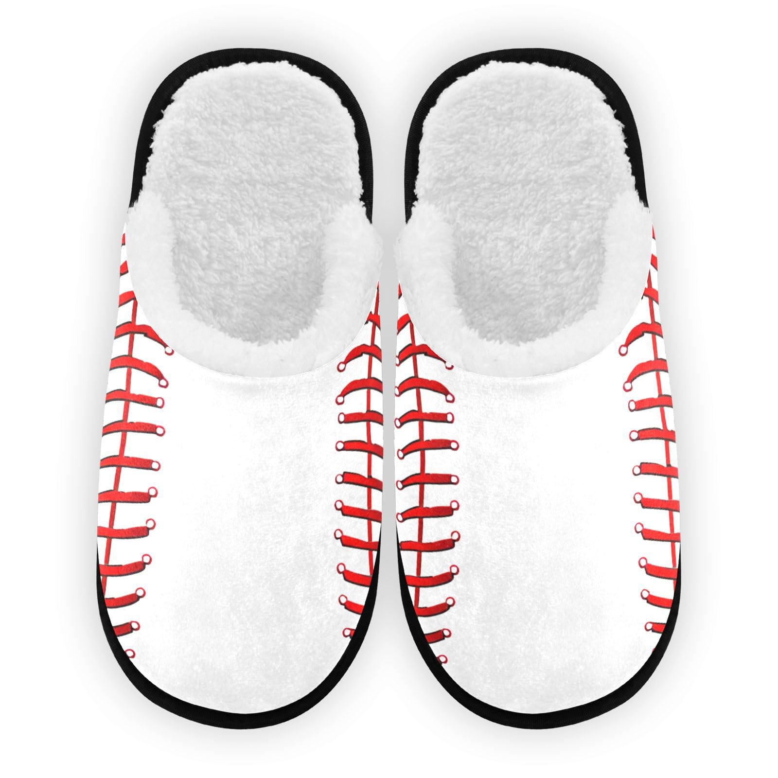 SPRIPORT Baseball Soft Fabric Spa Slippers for Women Men Washable Reusable Guest House Slippers with Non Slip Soles Hotel Slippers for Hotel Travel Indoor Party Bedroom L