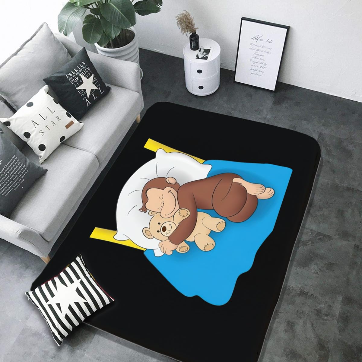 Amazon | おさるのジョージ カーペット150x100 絨毯 防ダニ ふわふわ