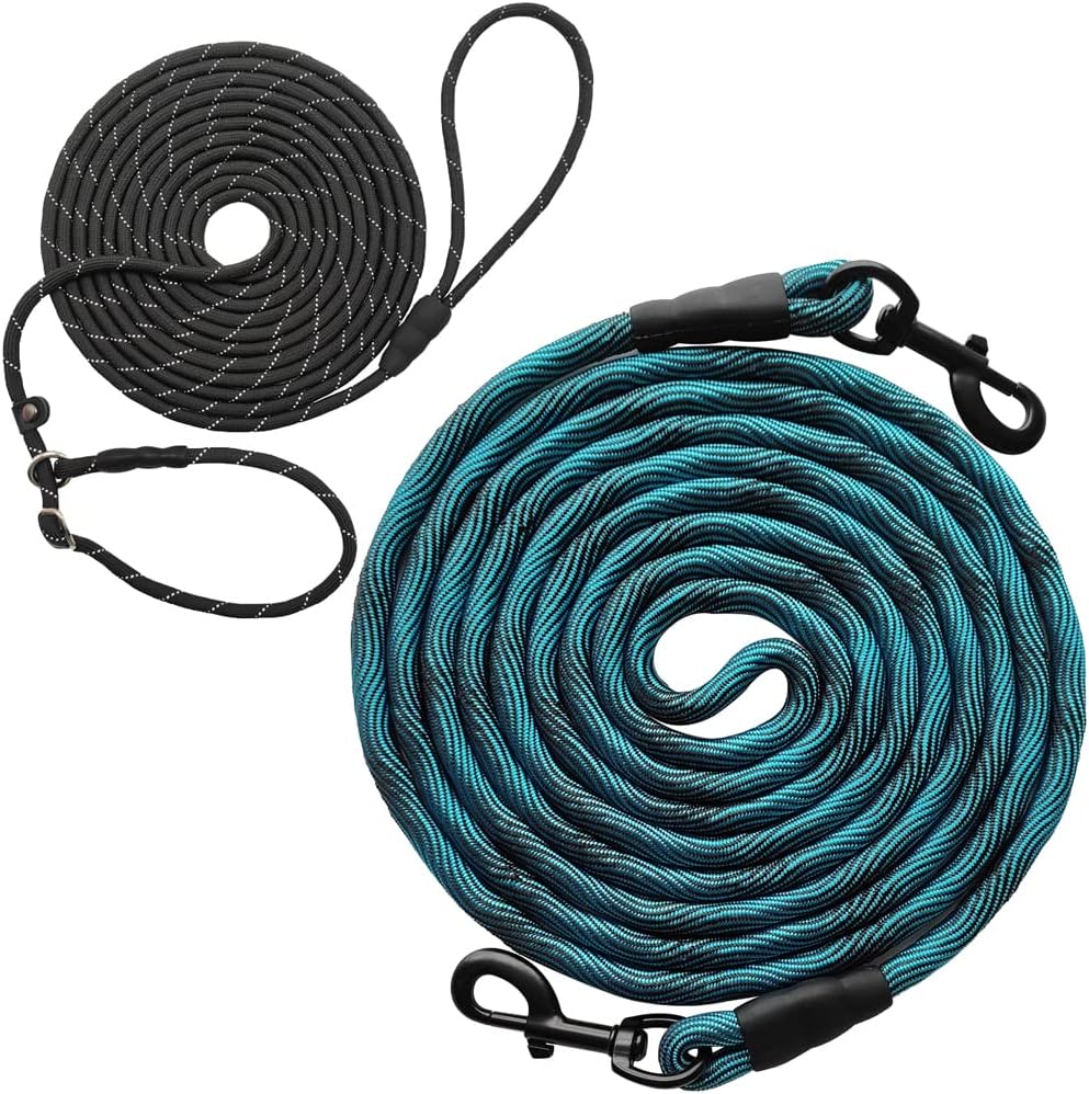 BTINESFUL 20FT Anti-Choke Slip Lead Dog Leash + 20FT Dog Tie Out Rope Leash