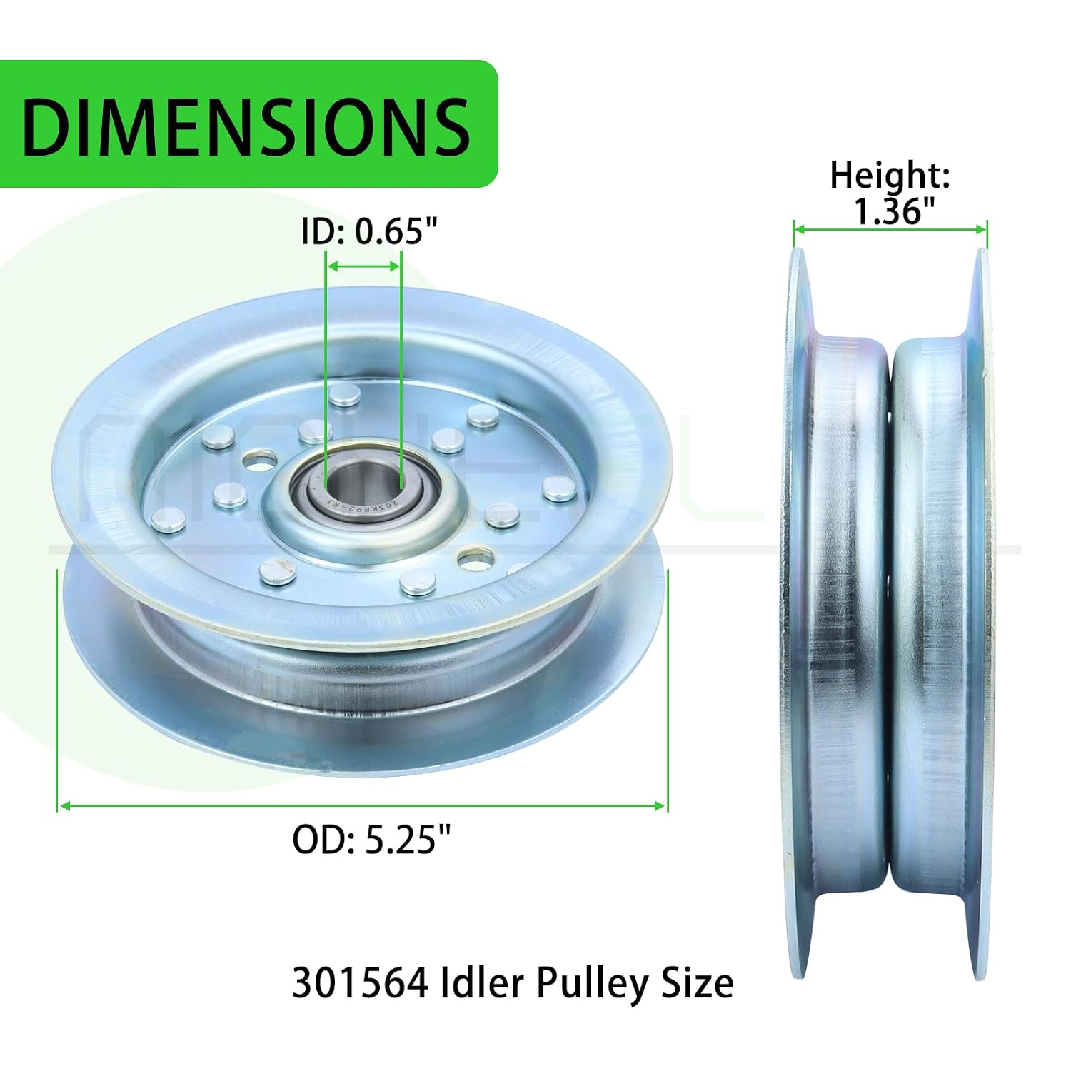2 Pack 300401 Idler Pulley Replaces 301564 Dixie Chopper Flat Idler Pulley, Rotary 13413 for Dixie Chopper Classic 2044 2250 2344 2350 2460 2560 2650 2750 2750HP 2760 3360 3372 3560T Decks