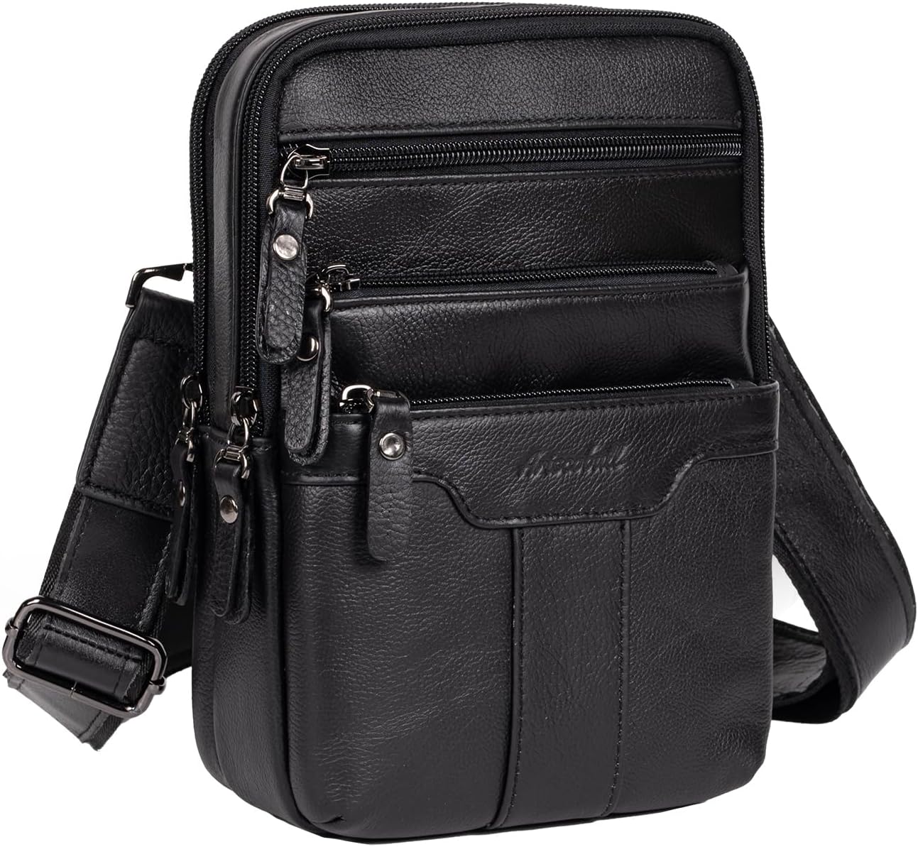 Leather Messenger Bag for Men, Small Leather Sling Shoulder Bag Messenger Pack for Men, Man Purse