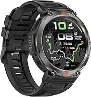 Vista 20 de Relojes inteligentes militares con rastreador GPS, reloj inteligente resistente de 1.45 pulgadas con brújula linterna LED, reloj inteligente táctico