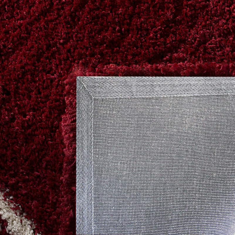 Image of SAGON Anti-Skid Shaggy Carpet Rug for Home | Ultra-Soft Plush Floor Mat for Living Room & Bedroom | Non-Slip, High-Density, Cozy Luxury Decor| 6 x 9 Feet Red Ivory Diamond