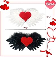 Vista 2 de Vehomy Traje de 2 piezas para el día de San Valentín, alas de ángel con corazón de amor, disfraz de corazón de amor para mascotas pequeñas, chaleco