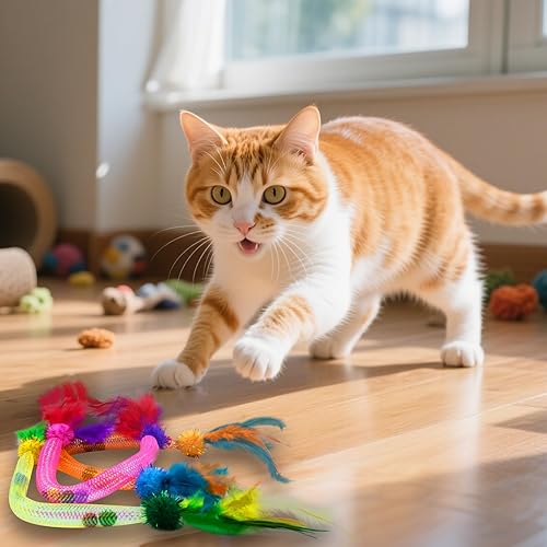 Miniatura 6 de Juguetes masticables para gatos, paquete de 11 juguetes de hierba gatera para gatos de interior, limpieza de dientes, cuerda elástica interactiva