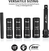 Vista 10 de Neiko 02457A Lug-Nut Key Set, Wheel-Lock Removal Tool Kit for Aftermarket and Factory Wheel Tire Keys, SAE and Metric Lug Sockets, 16 Pieces