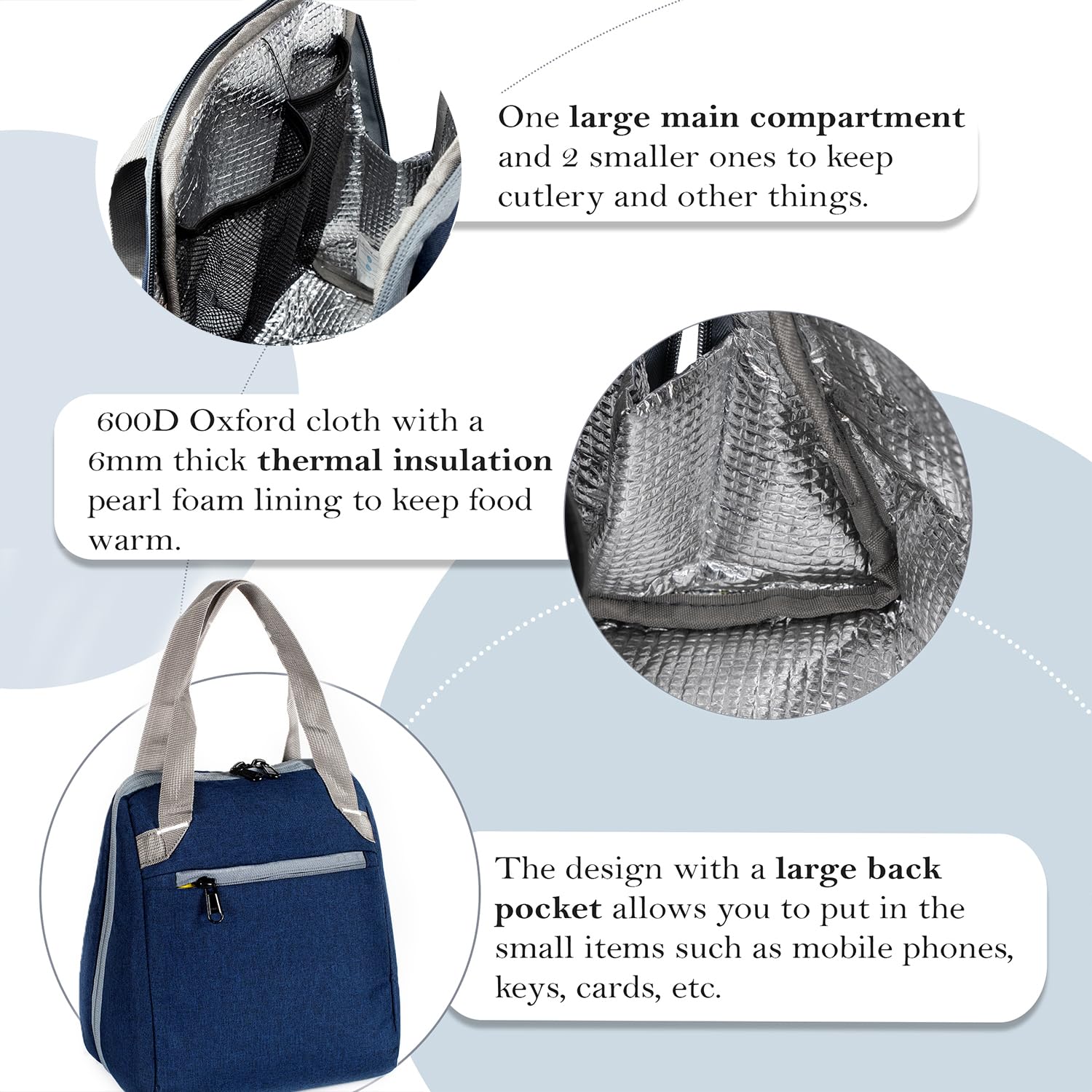 Leakproof Lunch Bag - Navy Blue -4 Leakproof Lunch Bag - Navy Blue -4