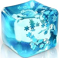 Vista 1 de Stress Balls Ice Cube with Snowflakes Inside for Your Best Mellow and Chill, Snow Pieces Silent Nice Square Shape Anxiety Sensory Squishy Fidget Toy