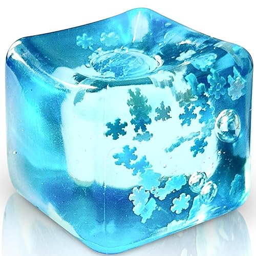 Stress Balls Ice Cube with Snowflakes Inside for Your Best Mellow and Chill, Snow Pieces Silent Nice Square Shape Anxiety Sensory Squishy Fidget Toy Slow Rise, Classroom Prizes, Calming Kids Adults