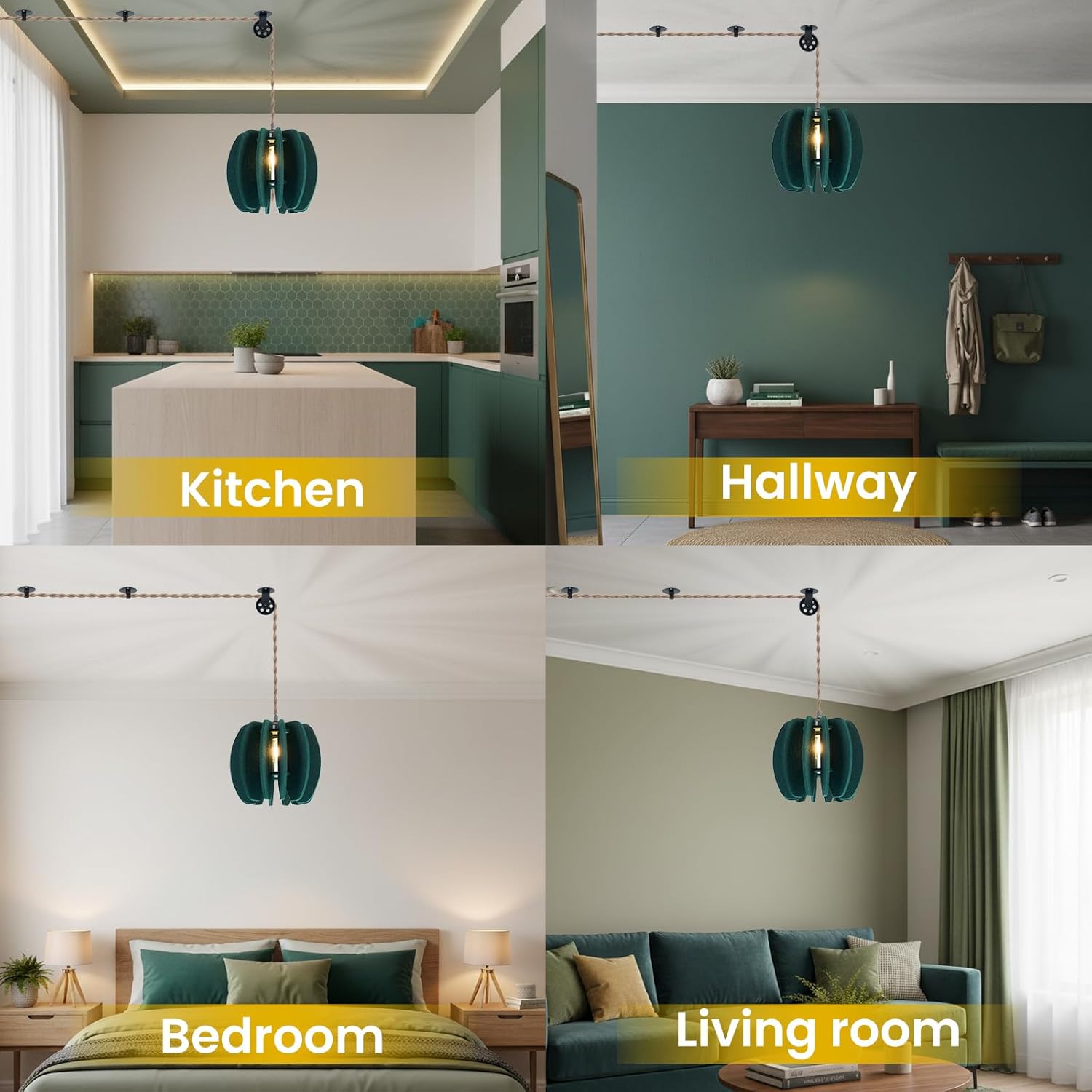 Pendant Light with Felt Lampshade, Modern Hanging Lamp Fixture, DIY Acoustic Plug-in Pendant Light for Kitchen Island, Living Room, Dining Room, Bedroom, Office (D11.8"x10.2")