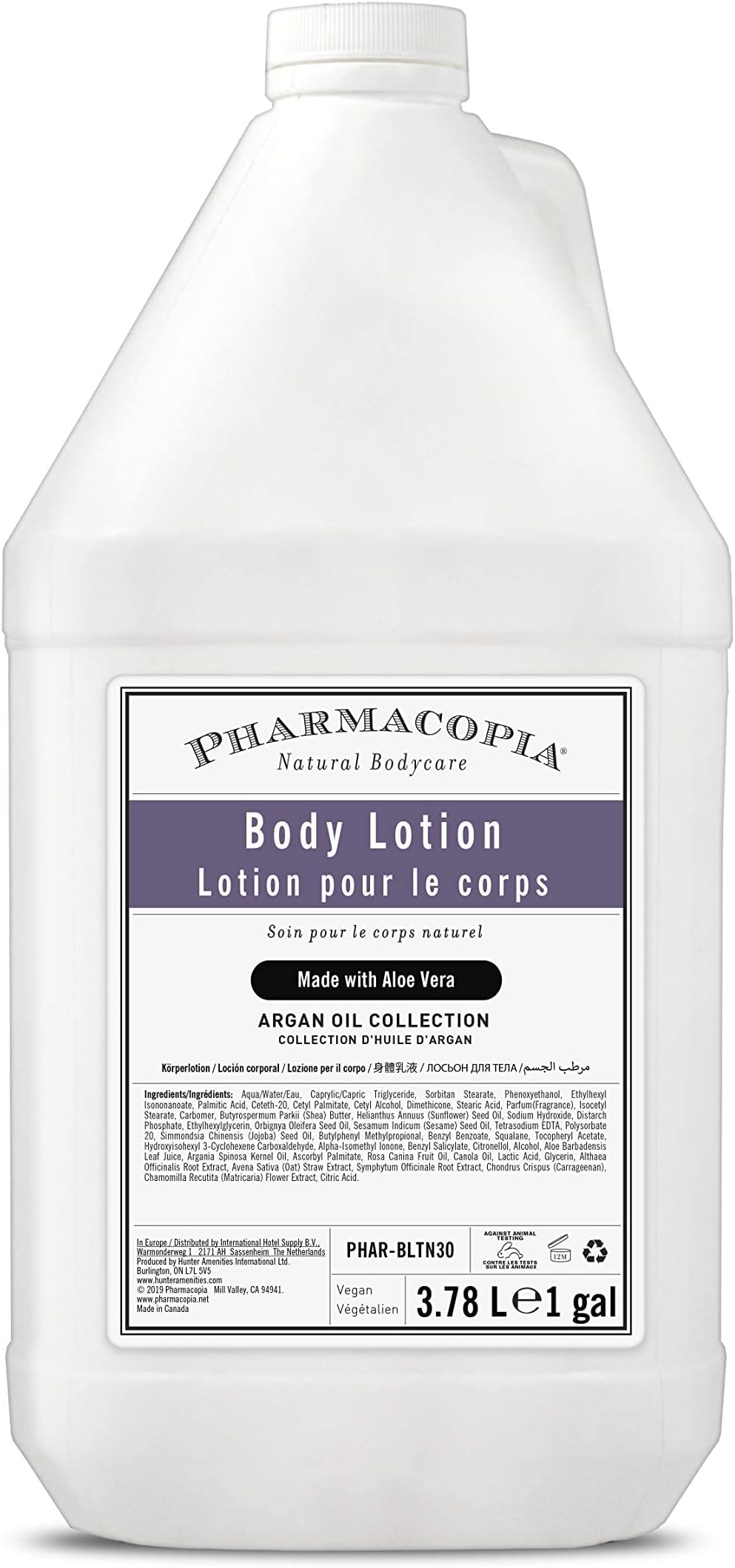 Hotel Argan Oil Body Lotion - Vegan Moisturizer for Dry Skin, Aromatherapy Lotion with Melon and Green Tea Essence - Natural, Organic and Cruelty-Free Skin Care, 128 oz