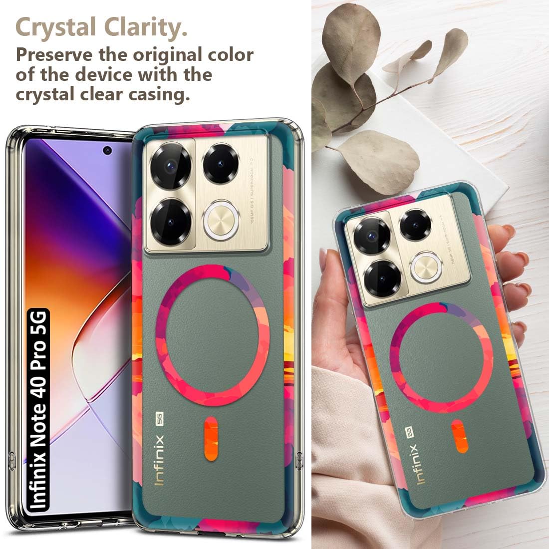 Fashionury Back Cover for Infinix Note 40 Pro 5G Designer, Printed,Transparent,Flexible, Silicon -D3130 3