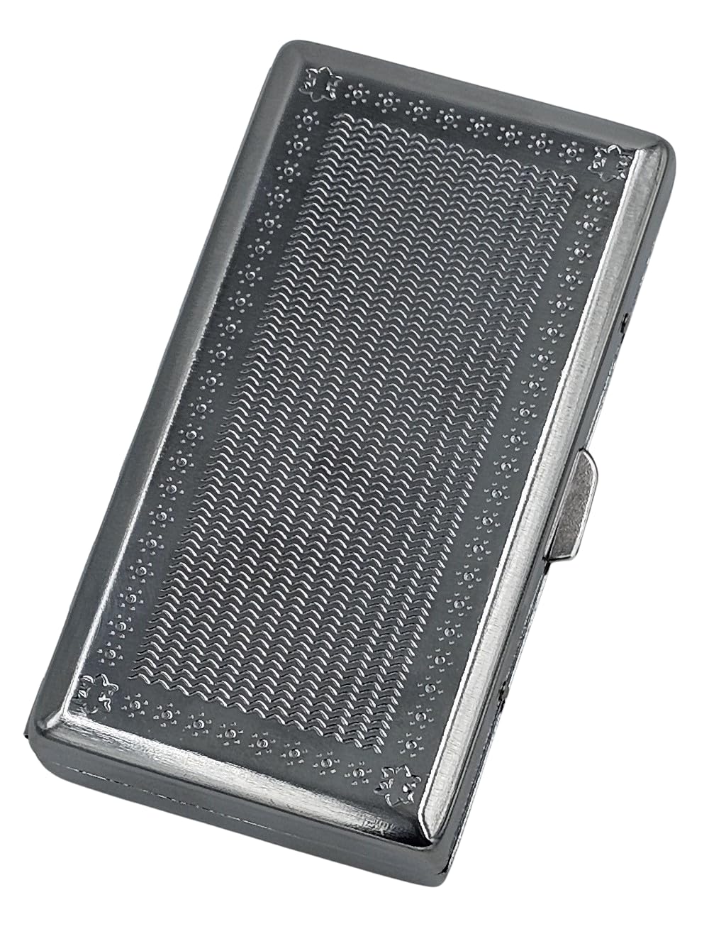 Cigarette Case Victorian Style Metal Holder for Regular, King and 100's Size Pocket Protective Security Wallet (ES100, Silver)