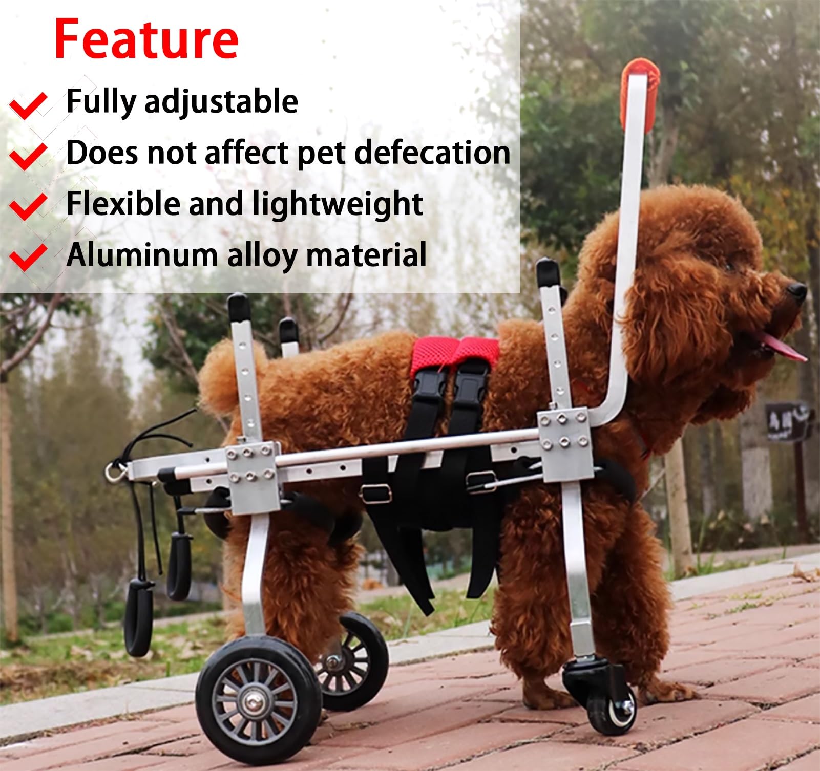 Wózek rehabilitacyjny dla psów z pełnym wsparciem osób poruszających się na wózkach, 4-kołowy wózek do wspomagania chodzenia(XXXS)