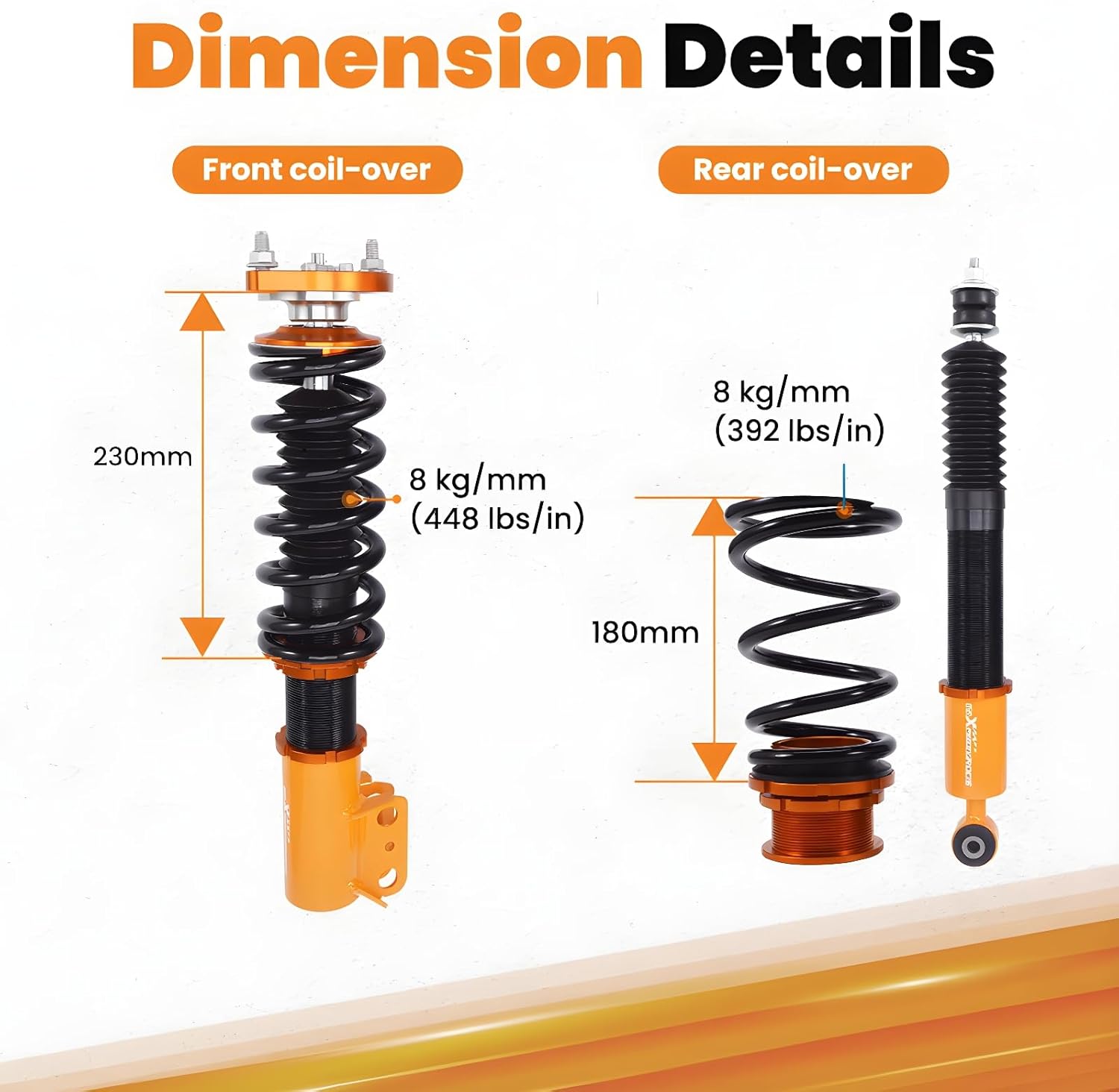 maXpeedingrods Coilovers for Ford Mustang GT/Base SN95 1994-2004, Height Adjustable Coilovers Suspension Kit, Preset Damping Shock Absorber Struts, Lowering Kit Gold