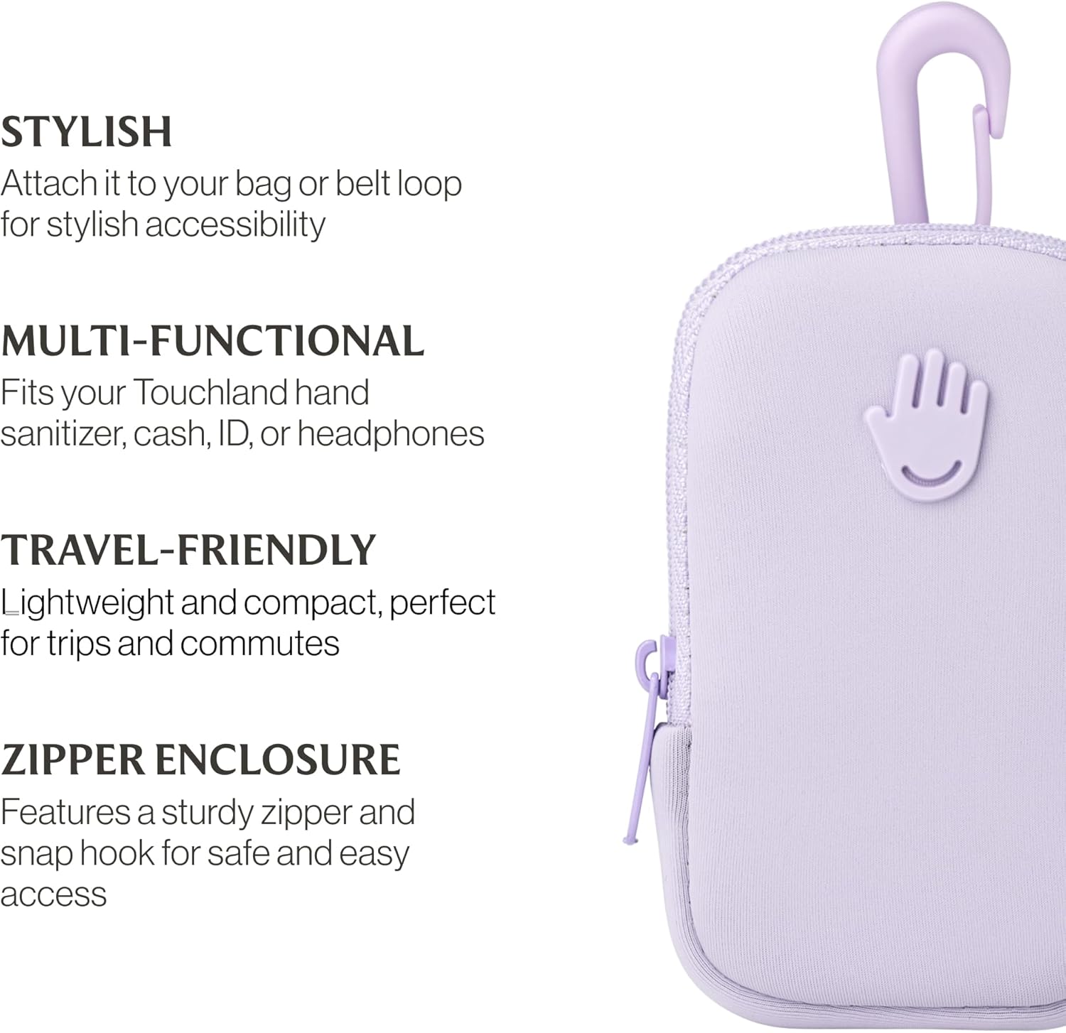 Touchland Touchette Zippered Pouch, Attachable Fashion Accessory with Snap Hook for Power Mist and Glow Mist 1FL OZ - Image 5