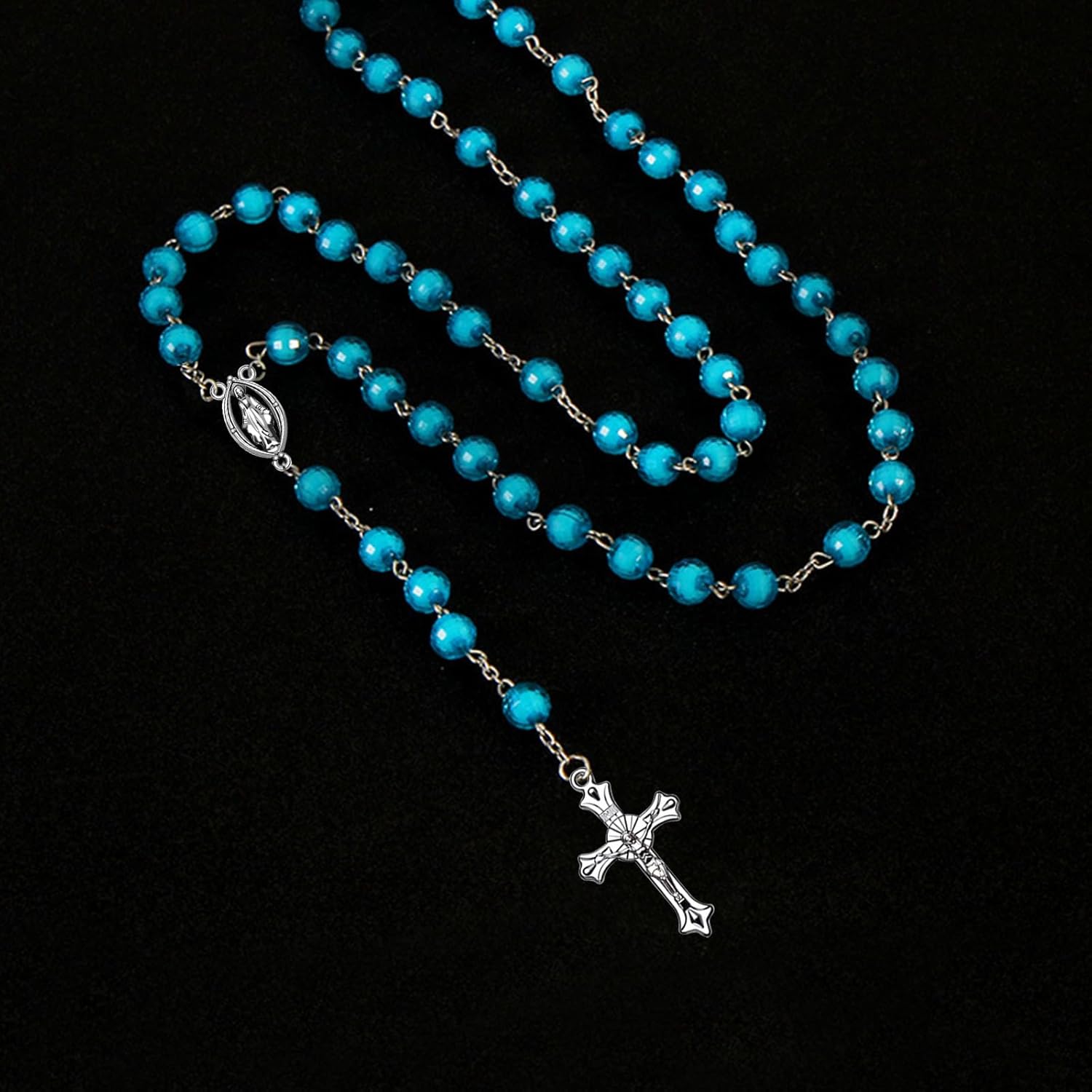 40Pcs Rosary Centerpiece Parts Virgen De Guadalupe Charms Alloy Religious Jesus Maria Our Lady Links Connector Charm Pendant for Diy Jewelry Making Supplies - Image 3