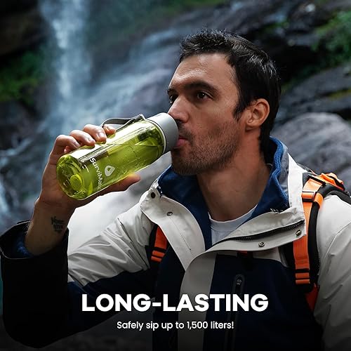 Miniatura 6 de Botella de agua filtrada de ultrafiltración de 5 etapas de 0.01μm SurviMate, material libre de BPA, certificada NSF/ANSI 42 y 372, botella de filtro