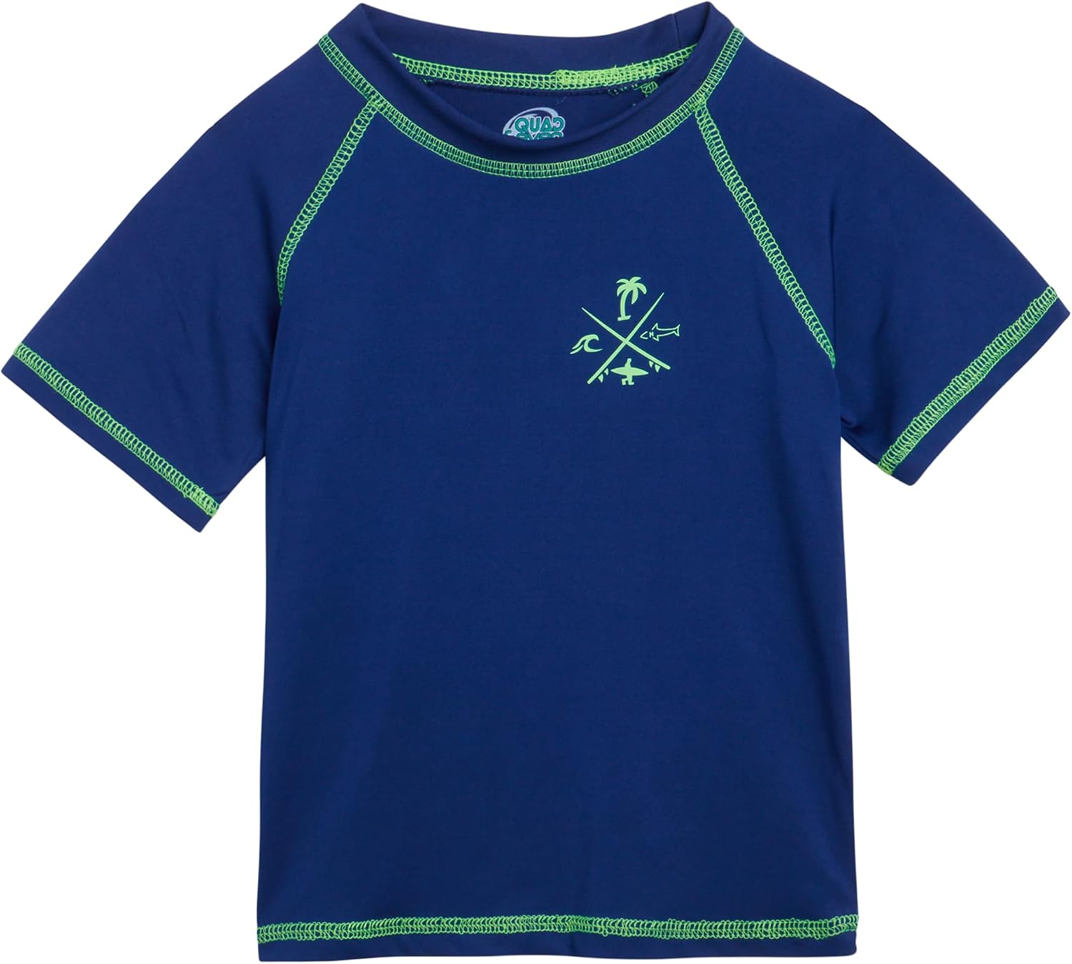 Quad Seven Toddler Boys Rash Guard Shirt - Short Sleeve Swim Shirt for Baby/Toddler Boys (Size: 2T-4T)