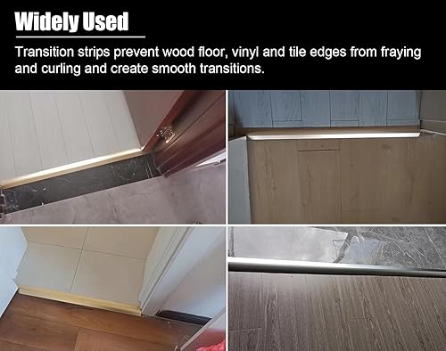 Miniatura 6 de Kunovo Tiras de transición de suelo cortables, tiras de umbral de aluminio para conectar pisos de madera a azulejosalfombraslaminados, tira de borde