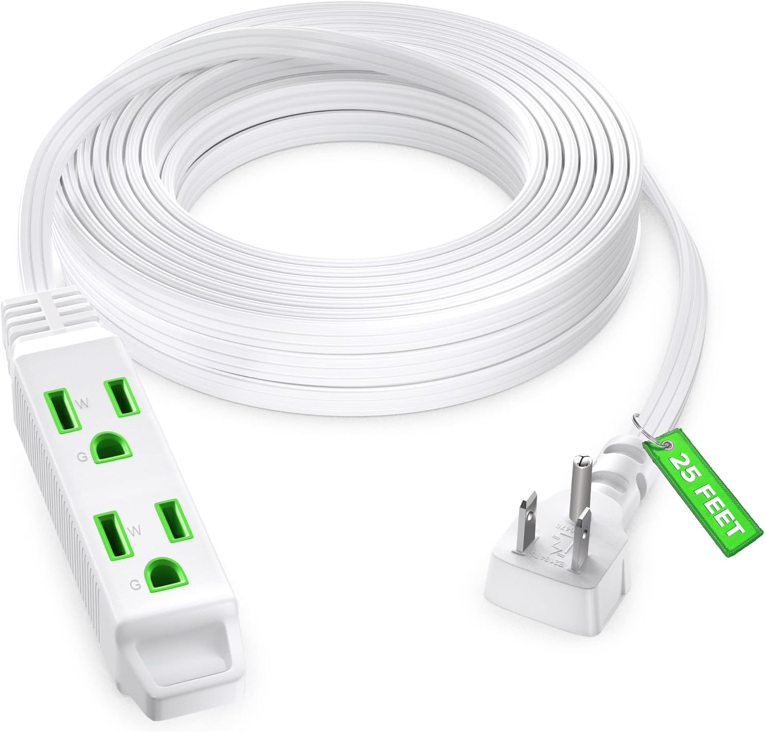 Maximm Extension Cord with Multiple Outlet 25 ft, with SpaceSaving