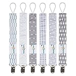 babygoal Baby Pacifier Clips, 6 Pack Pacifier Holder for Boys and Girls Fits for Most Pacifiers and Binkies 6MP09