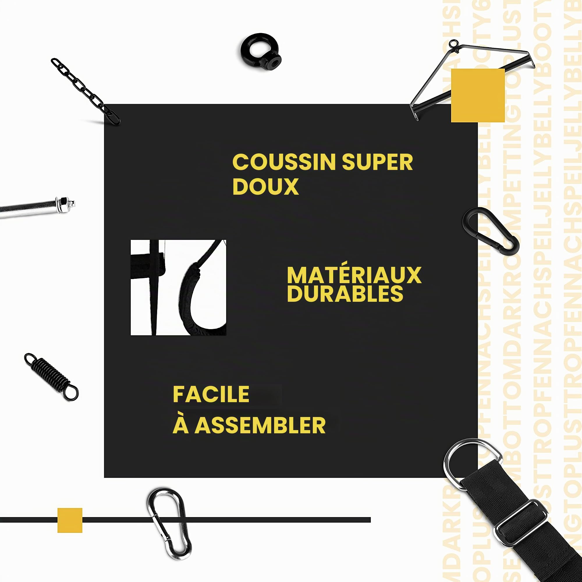 Balançoire sexuelle de qualité supérieure pour plafond et porte, jouet sexuel SM pour couple, extra douce et confortable (avec support)