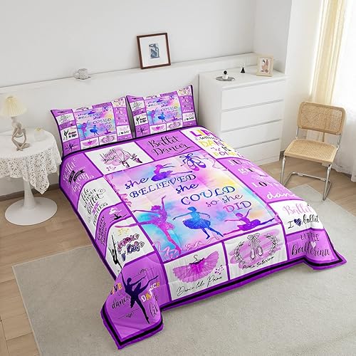 Miniatura 3 de Edredón de ballet para niñas, juego de ropa de cama de bailarina de ballet, teñido anudado, juego de edredón de bailarina para niños, adolescentes,