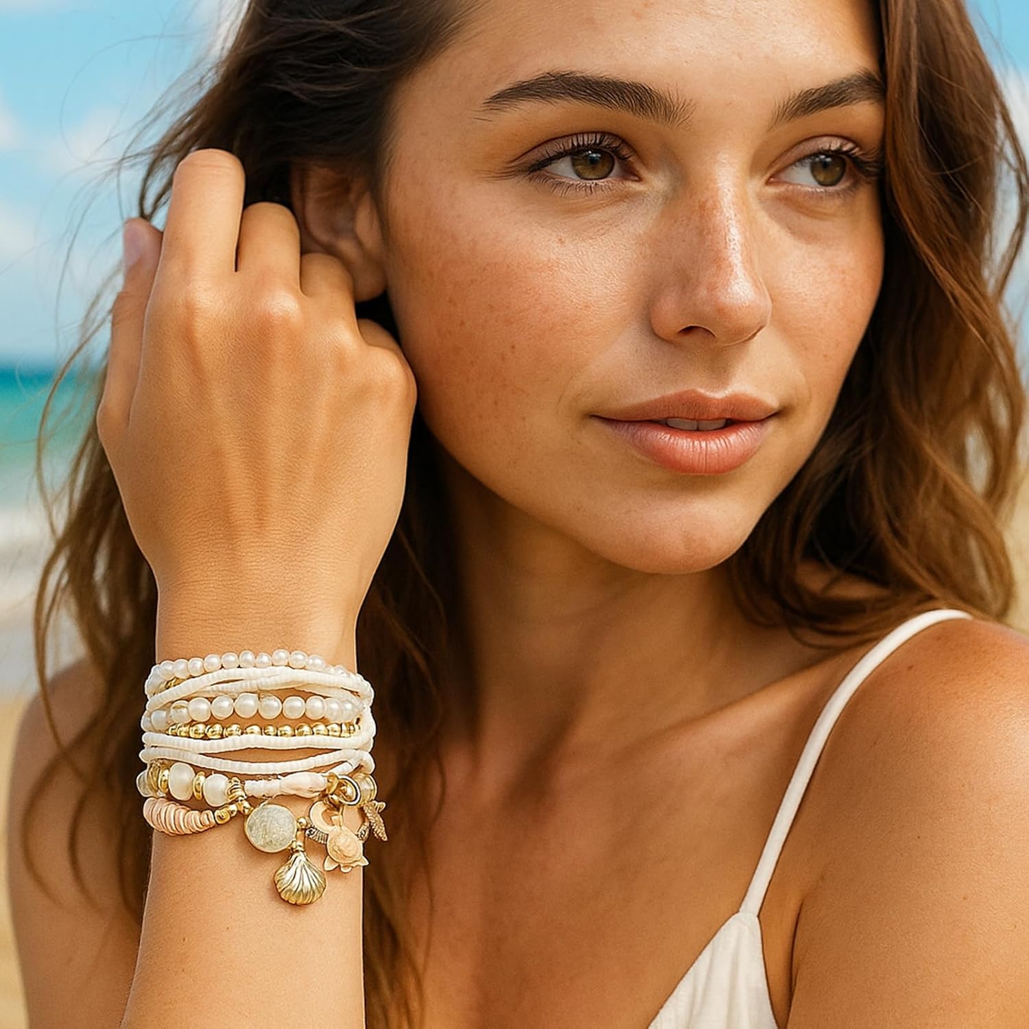 RITIM Seashell Bracelet for Women: Beach Bracelets with Starfish & Turtle Charm, Bohemian Shell Jewelry, Beach Accessories & Beach Jewelry for Women - Image 2