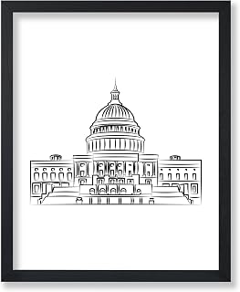 Poster Master United States Capitol Poster - Retro Washington Print - Capitol Building Art - Travel Design - Line Artwork - Abstract Design - Chic Boho Decor - Living Room Decor - 18x24 UNFRAMED