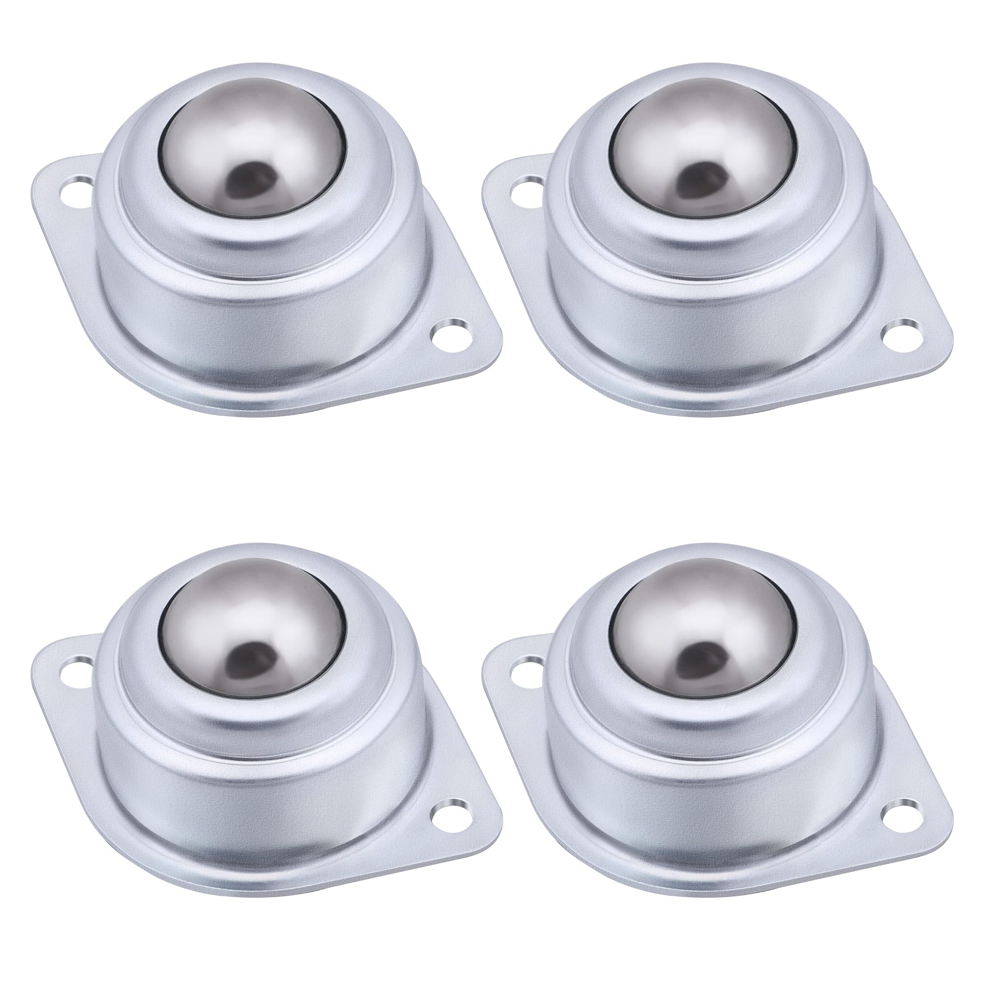 XiKe 4 PCS 5/8" Roller Ball Transfer Bearings, 360º Rotation Universal Ball Casters, 33Lbs Carbon Steel Round Ball Transfer Unit for Conveyor, Roller