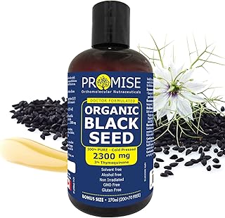 Promise Full Spectrum Black Seed Oil 270ml (9oz)- 2300mg Certified Organic, Cold Pressed Liquid, Cumin Extract w/Essential Thymoquinone for Hair, Skin & Weight - Best Nigella Sativa