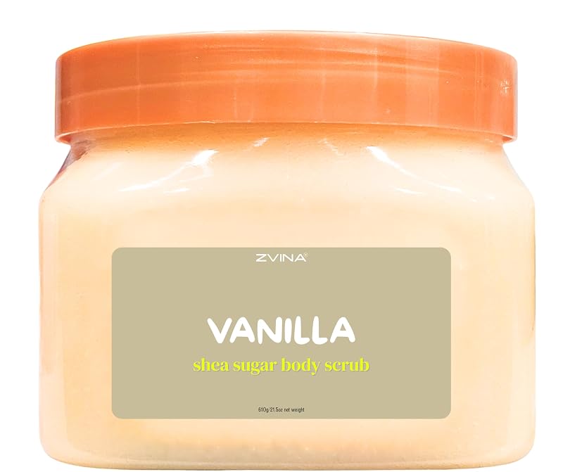Esfoliante corporal ZVINA com manteiga de karité e fragrância de baunilha, 609 g