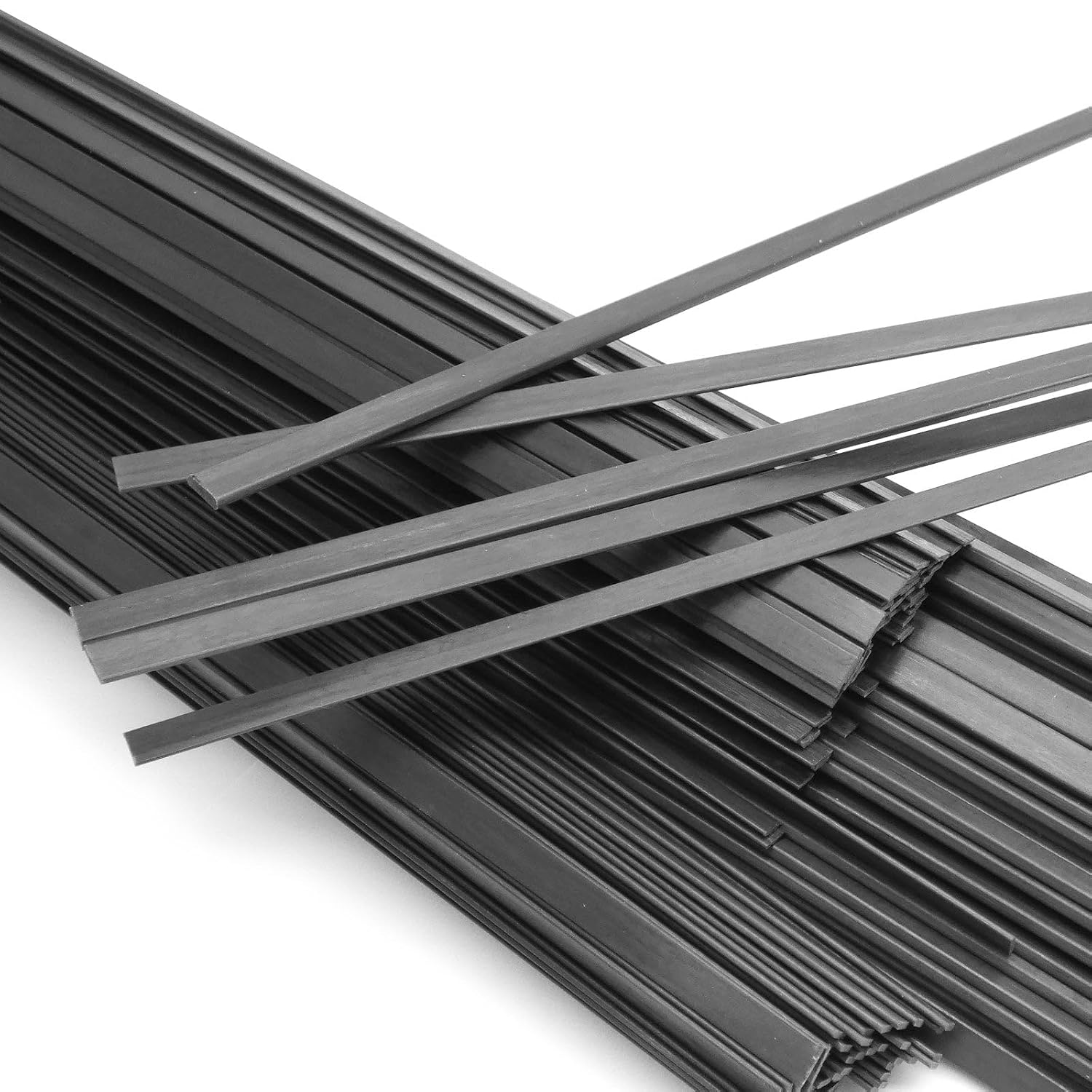 5pcs 6mm x 1mm x 400mm Flat Strip Carbon Fiber Pultruded Rods (5 Count / 6x1mm Size / 400mm Length)