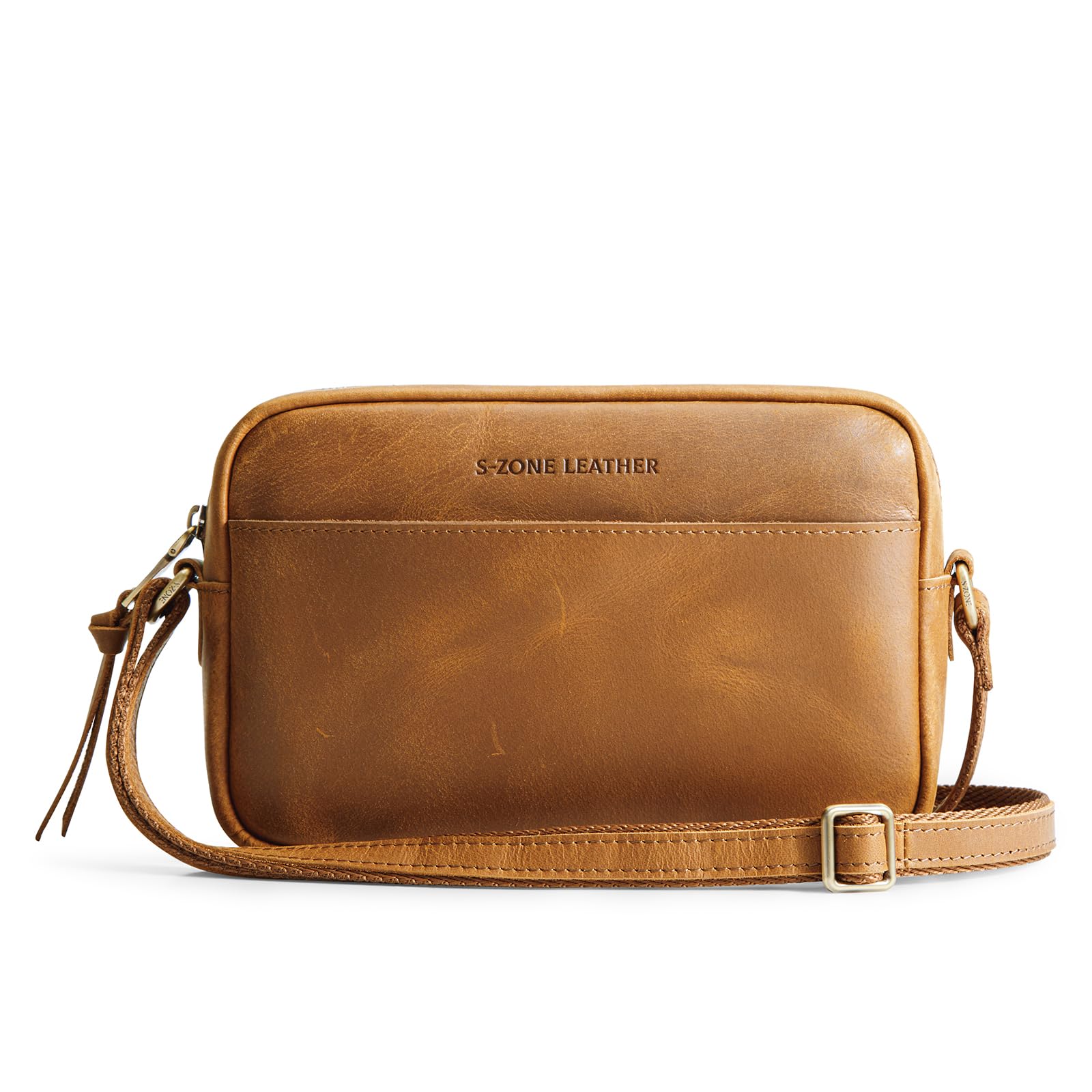 S-ZONE Crossbody Bags for Women Top Grain Leather Shoulder Handbags Camera Bag Purse Adjustable Strap Travel Daily Gift